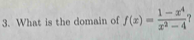 What is the domain of f(x)= (1-x^4)/x^2-4 