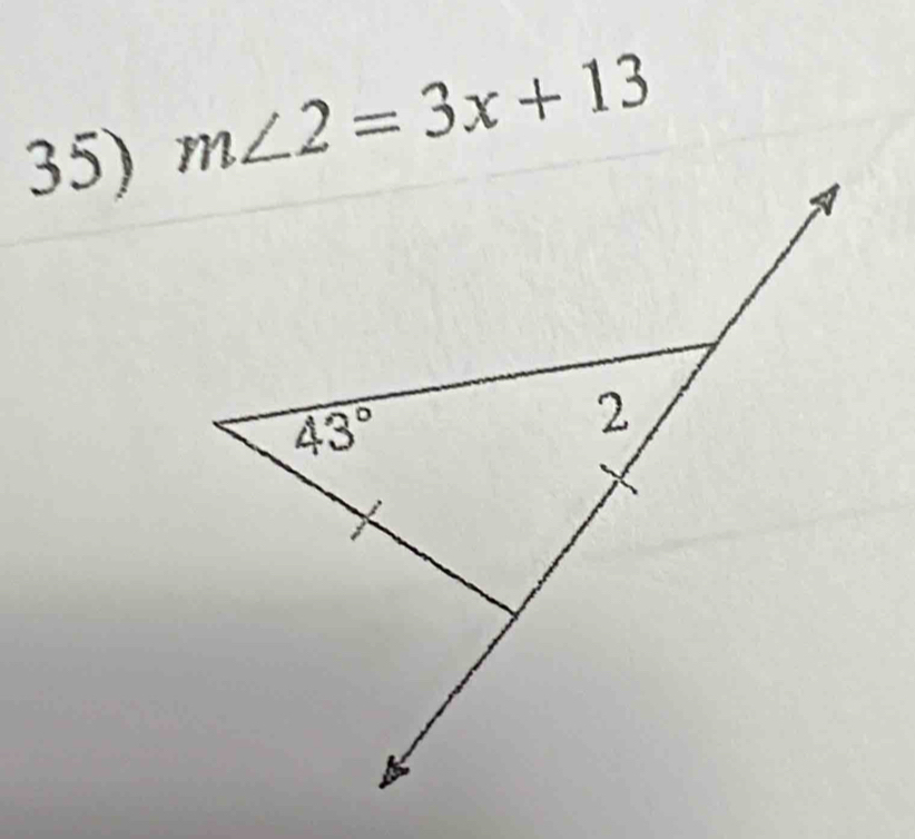 m∠ 2=3x+13