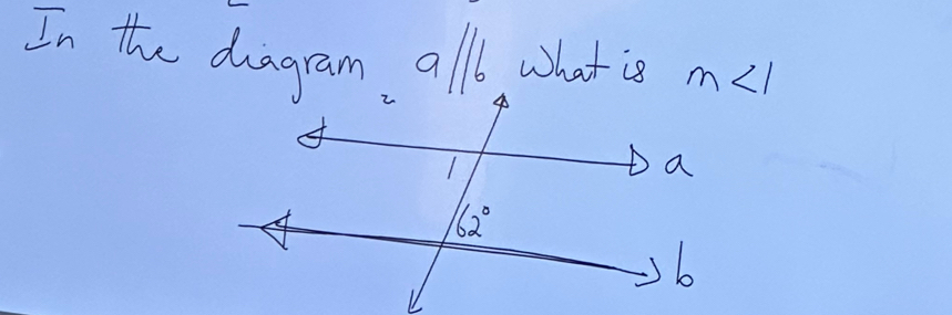 In the dagram alll what is m∠ 1