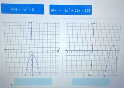 f(x)=-x^2-2 g(x)=-2x^2+32x-126