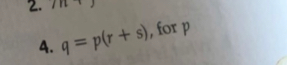 111 
A. q=p(r+s) , for p