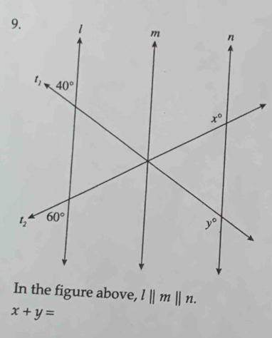 In the figure above, l||m||n.
x+y=