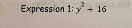 Expression 1:y^2+16