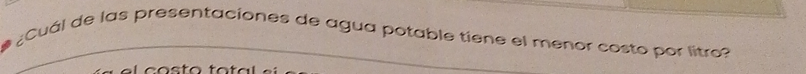 ¿Cuál de las presentaciones de agua potable tíene el menor costo por litro?