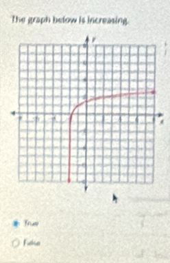 The graph below is increasing.
Truo
Fela
