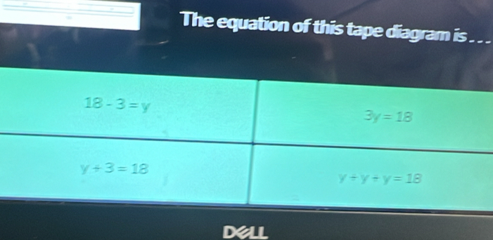 The equation of this tape diagram is . . .
Dell