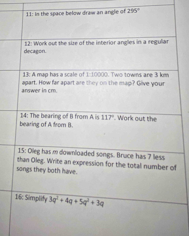 ngle of 295°