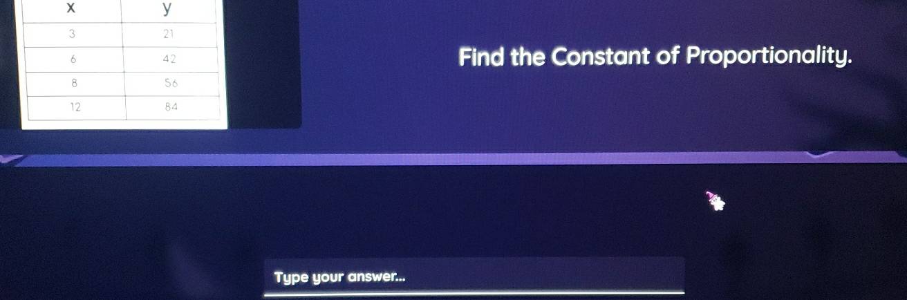 Find the Constant of Proportionality. 
Type your answer...