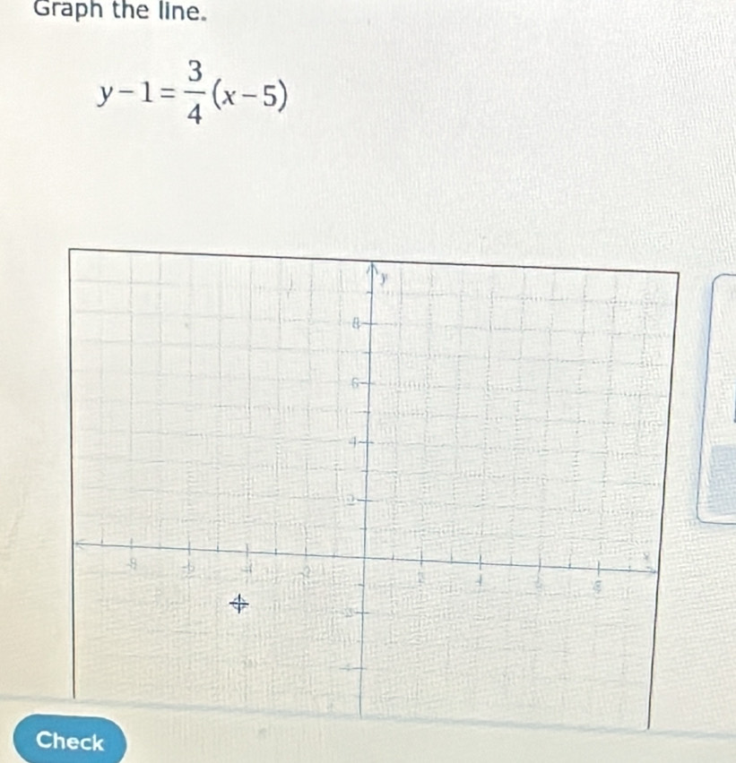 Graph the line.
y-1= 3/4 (x-5)
Check