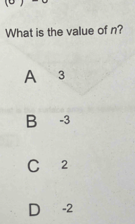 What is the value of n?
A 3
B -3
C 2
D -2