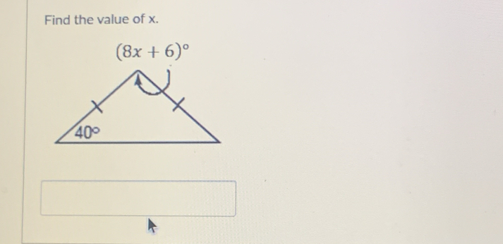 Find the value of x.
(8x+6)^circ 