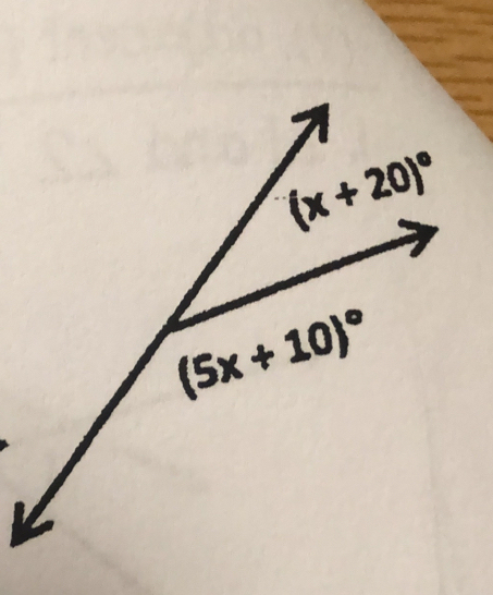 (x+20)^circ 
(5x+10)^circ 