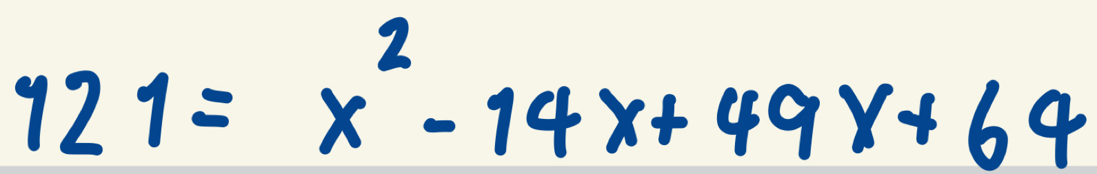 121=x^2-14x+49x+64