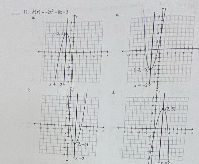 h(x)=-2x^2-8x-3
c.
a. 
     
b
d.

x=2