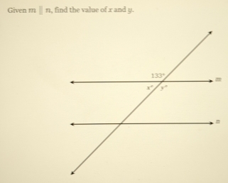 Given nparallel n , find the value of x and y.