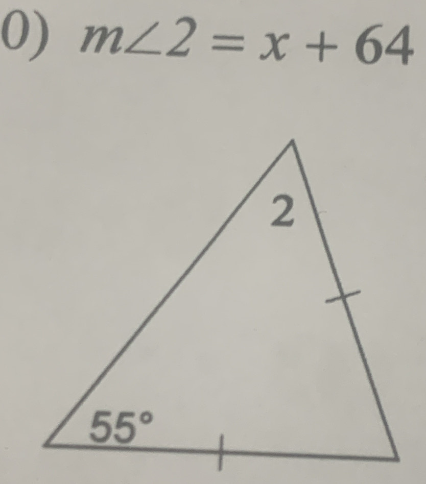 m∠ 2=x+64