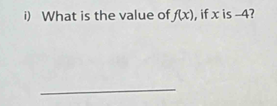 What is the value of f(x) , if x is -4? 
_