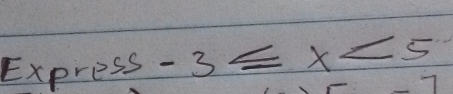 Express -3 ≤ x<5</tex>