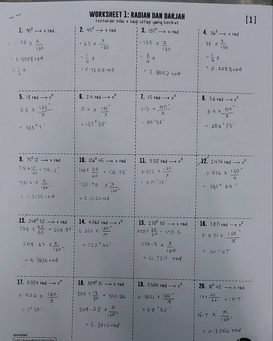 WORKSHEET 1: RADIAN DAN DARJAH
download