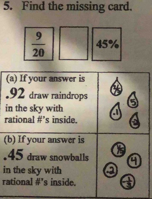 Find the missing card.
 9/20 
45%
i 
r 
( 
. 
i 
r