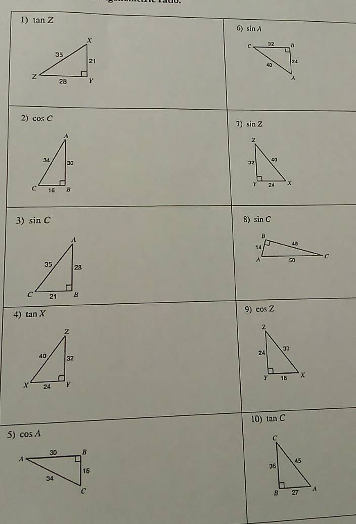 tan Z
2
3)
4) 
5)