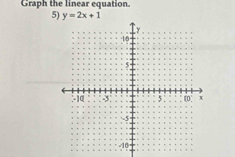 Graph the linear equation. 
5) y=2x+1