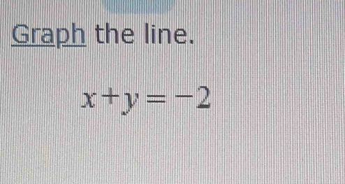 Graph the line.
x+y=-2