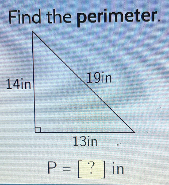 Find the perimeter.
P= [ ? ] | frac 