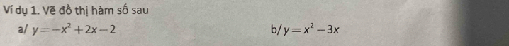 Ví dụ 1. Vẽ đồ thị hàm số sau
a/ y=-x^2+2x-2 b/ y=x^2-3x