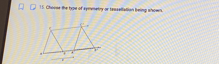 Choose the type of symmetry or tessellation being shown.