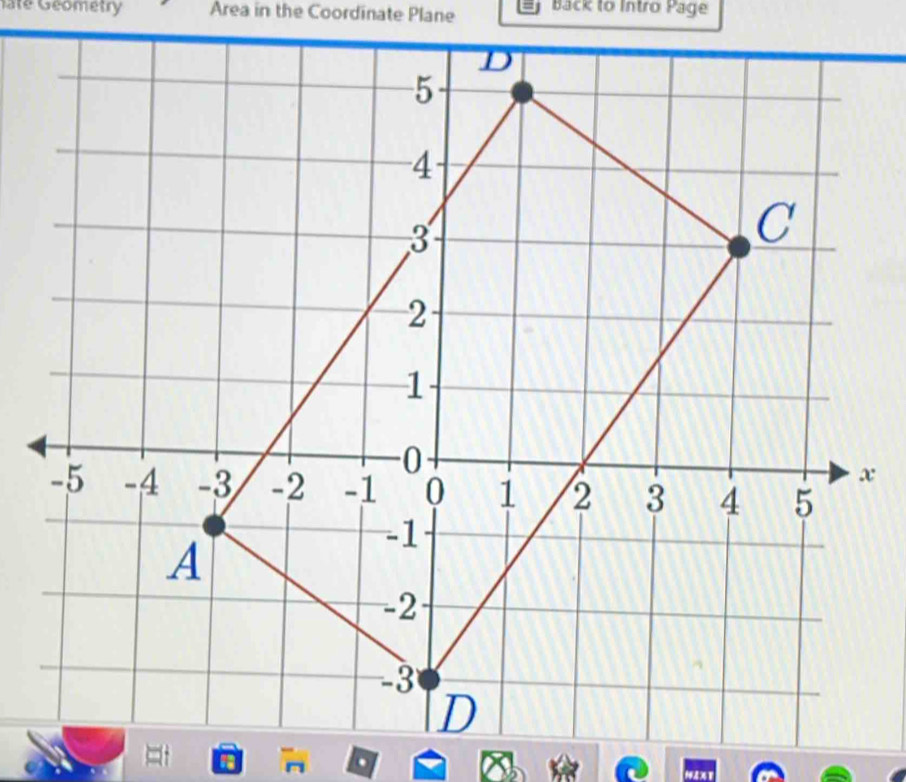 ate Geometry Area in the Coordinate Plane Back to Intro Page