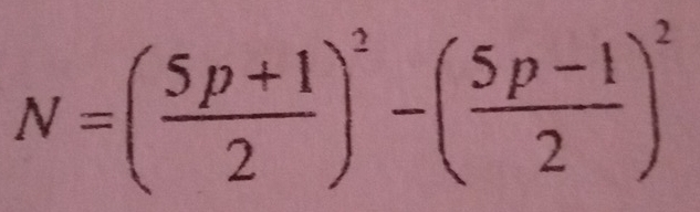 N=( (5p+1)/2 )^2-( (5p-1)/2 )^2