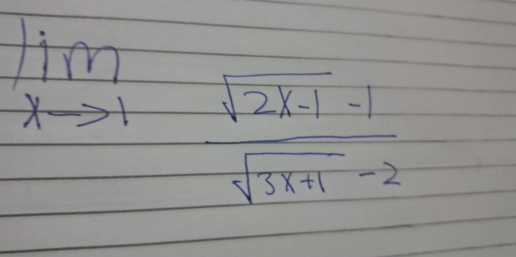 lim _xto + (sqrt(2x-1)-1)/sqrt(x+1)-2 