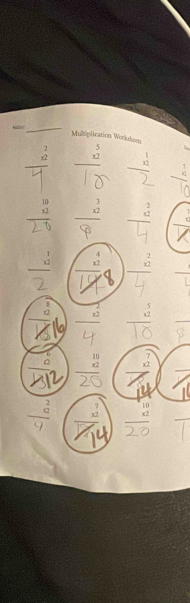 Multiplication Worksheets
beginarrayr 5 * 2 hline endarray beginarrayr 5 * 2 hline endarray
|
□ 
beginarrayr 10 * 2 hline endarray
2
frac 2x 1 1 · 

2
beginarrayr 5 * 2 hline endarray  □ /□  
beginarrayr 7 * 2 hline endarray
overline 14
frac beginarrayr 10 * 2endarray 