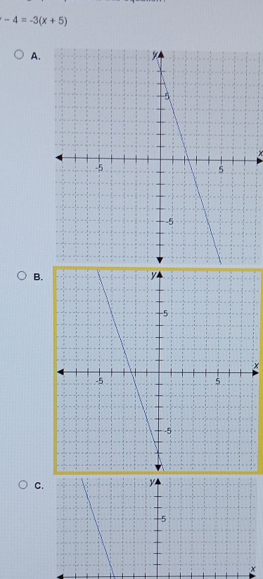 -4=-3(x+5)
A.
x
B.
x
C