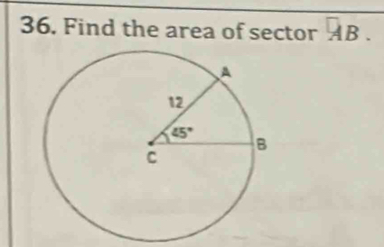 Find the area of sector overline AB.