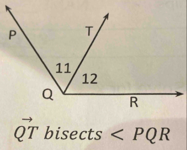 vector QT bisects ∠ PQR