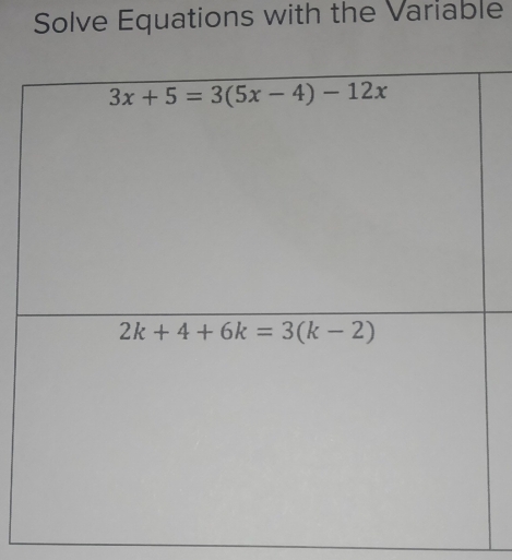 Solve Equations with the Variable