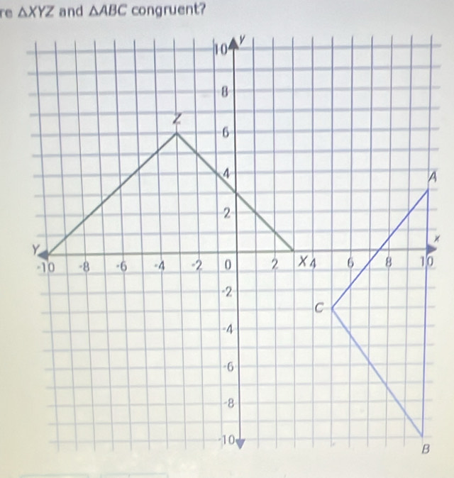 re △ XYZ and △ ABC congruent?