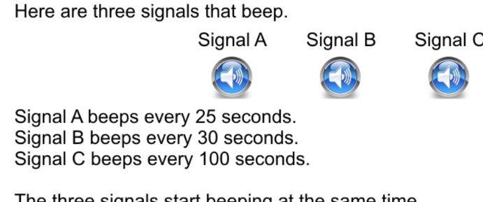 Solved: Here are three signals that beep. Signal A Signal B Signal C ...