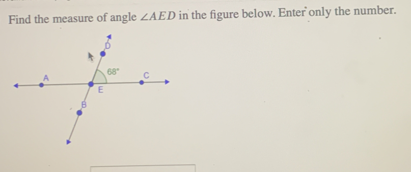 Find the measure of angle ∠ AED in the figure below. Enter only the number.