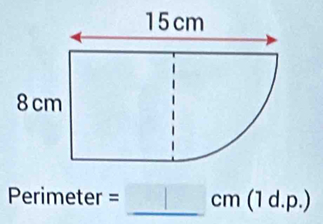 = Perimeter = : _ □ cm(1d.p.)