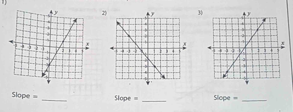 2 
3)

Slope =
_
Slope = _ Slope = _