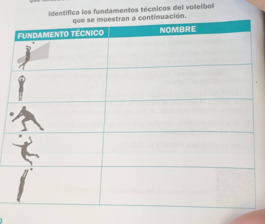 yo 
Identifica los fundamentos técnicos del voleibol