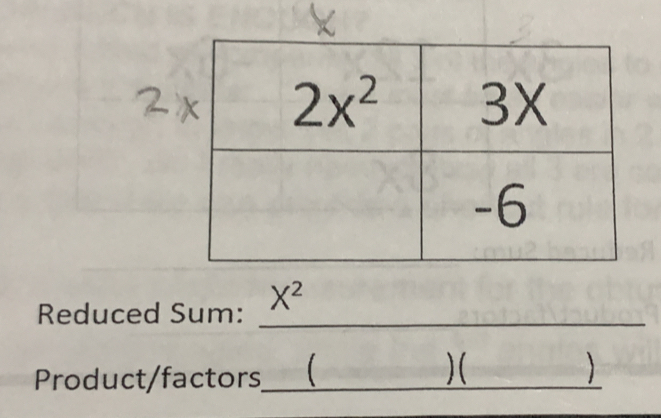 Reduced Sum: _ X^2
) (
Product/factors_  