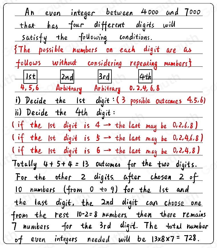 Solved: How many even integers between 4000 and 7000 have four ...