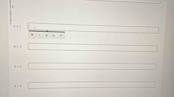 C:
n=1 T 
B 1 U x_2 x^2
n=2
n=3
n=4
