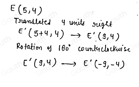 Solved: The figure below is translated right 4 units and then rotated ...