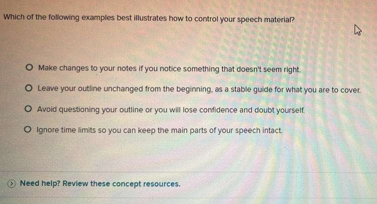 Solved: Which of the following examples best illustrates how to control ...