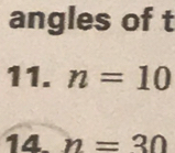 angles of t
11. n=10
14. n=30